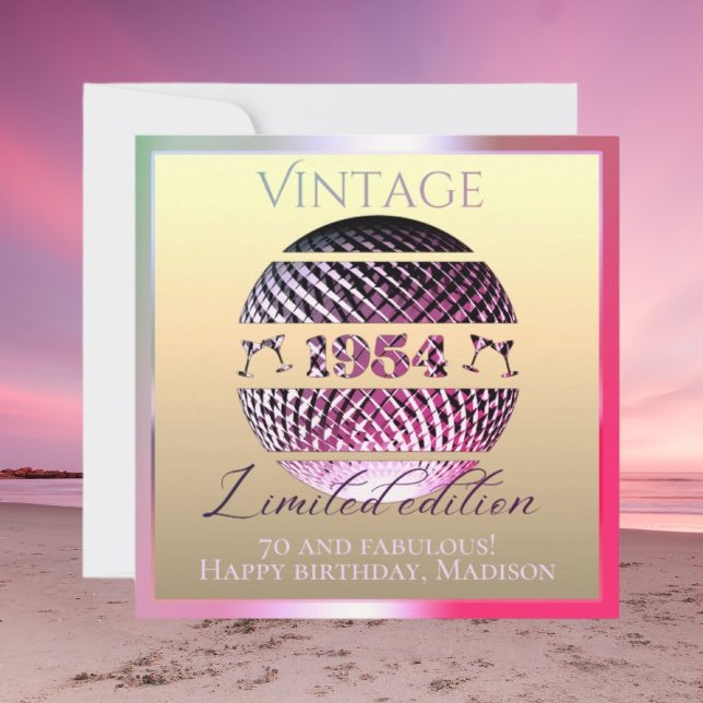 Carte Vintage 1954 70e anniversaire rose (Créateur téléchargé)