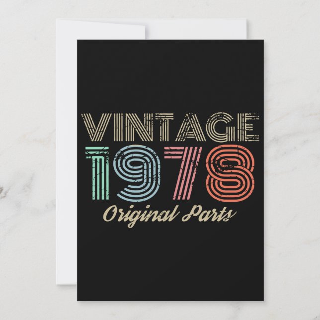 Carte vintage 1978 pièces originales t-shirts d'annivers (Devant)