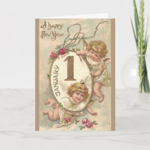 Carte Vintage - 1er janvier - Bonne année,