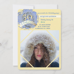 Carte Vintage 50 et fabuleux ! photo/beige&bleu annivers