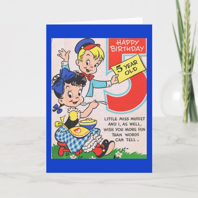 Carte Vintage 5e anniversaire (Devant)