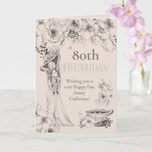 Carte Vintage 80e anniversaire de n'importe quel âge Flo