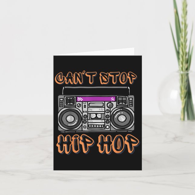 Carte Vintage 80's Can't Stop Hip Hop Boombox  (Devant)