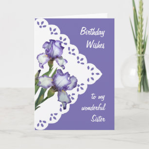 Carte vintage à fleurs violet blanc Iris