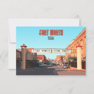 Carte Vintage à plat Fort Worth Texas Stock Yards