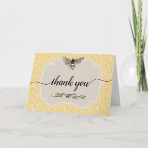 Carte Vintage abeille à miel rustique élégant jaune merc