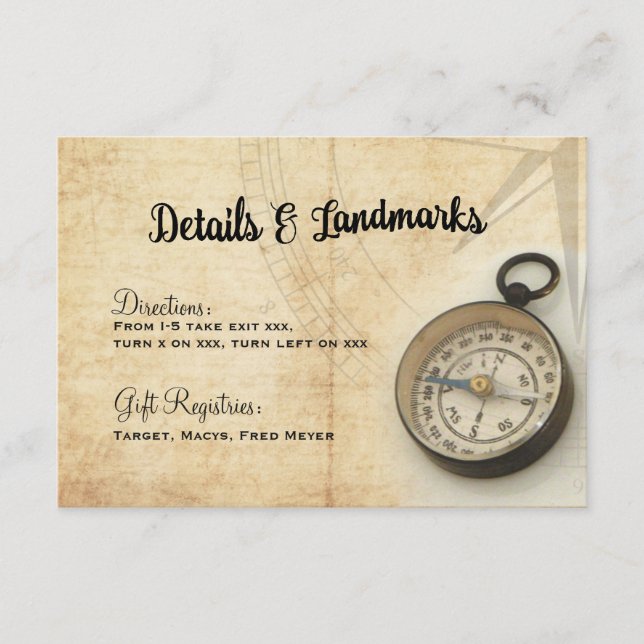 Carte vintage Adventure Travel - Détails Mariage (Devant)