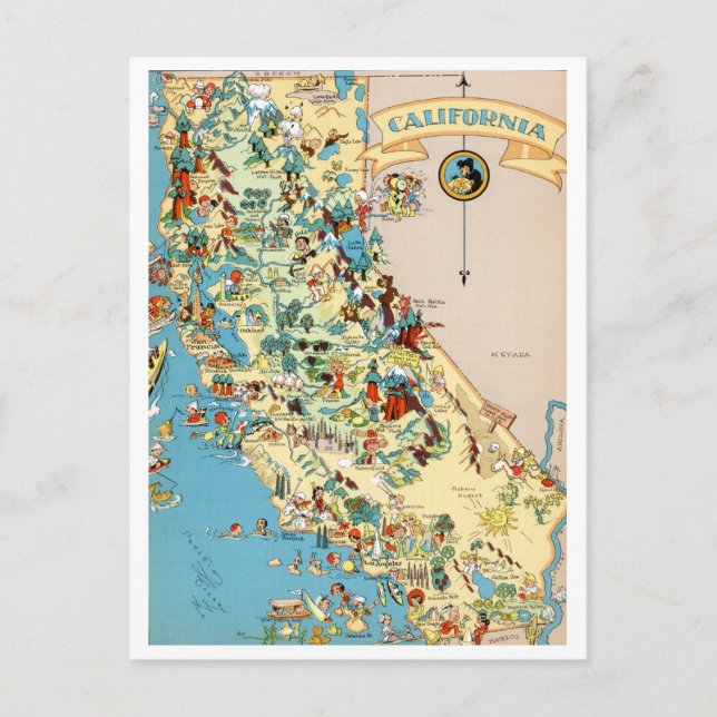 Carte Vintage amusante de Californie (Devant)