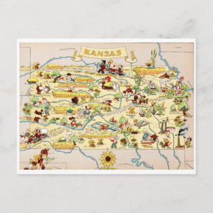 Carte Vintage amusante du Kansas