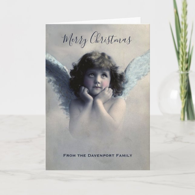Carte Vintage Angel Retro Joyeux Noël (Devant)
