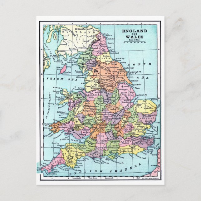Carte vintage - Angleterre & Pays de Galles (Devant)