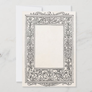 Carte Vintage antique Floral Mermaid Old Frame Border