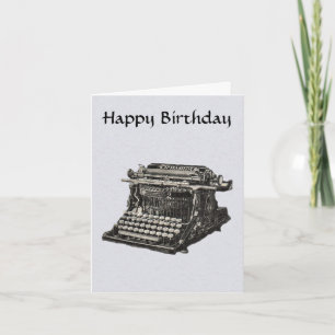 Carte Vintage Antique Noir Vieux Typewriter Anniversaire