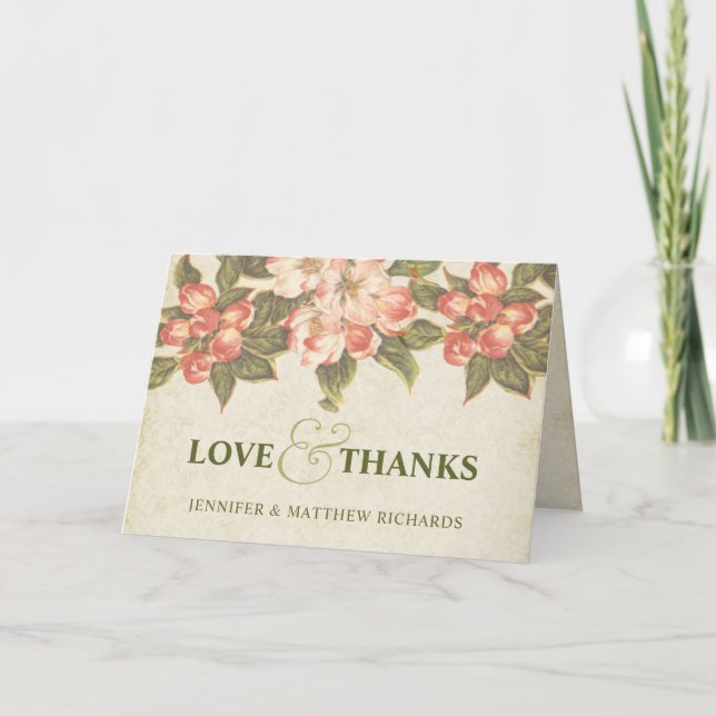 Carte Vintage Apple Blossom Love & Thanks (Devant)