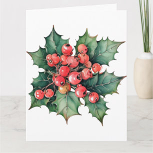 Carte Vintage aquarelle sainte baies feuilles