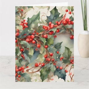Carte Vintage aquarelle sainte baies feuilles