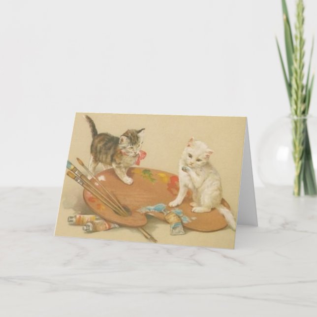 Carte Vintage Artist Kitten (Devant)
