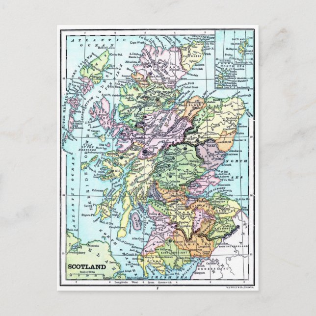 Carte vintage Atlas - Ecosse (Devant)