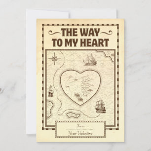 Carte vintage au trésor à mon coeur Saint Valentin