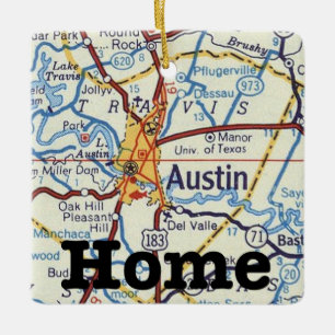 Carte Vintage Austin Texas Ornement Noël