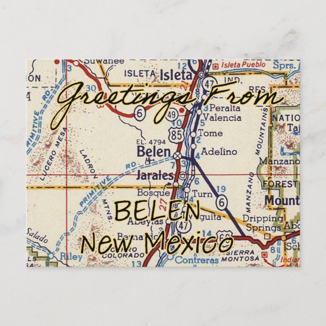Carte Vintage Belen Nouveau-Mexique (Devant)