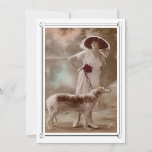 Carte Vintage belle femme et chien