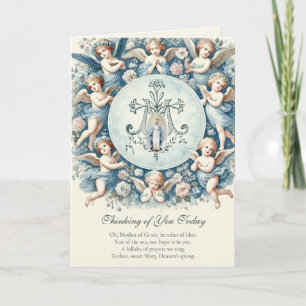 Carte Vintage Bienheureuse Mère Marie avec Anges