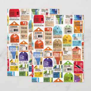 Carte Vintage billet de voyage motif.