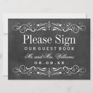 Carte Vintage Black Chalkboard Mariage Livre d'invité