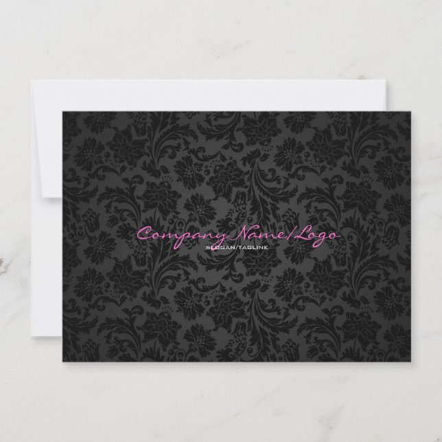 Carte Vintage blanc et noir Damas florales 2 (Devant)
