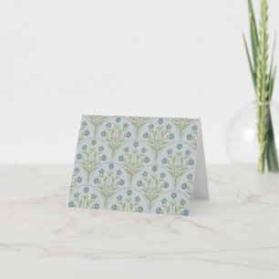Carte vintage bleue florale pliée en blanc