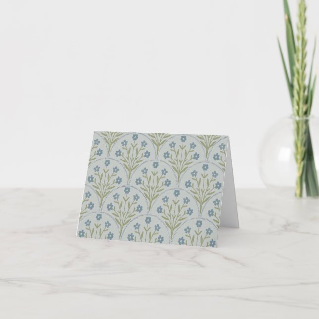 Carte vintage bleue florale pliée en blanc (Devant)