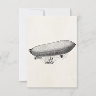Carte Vintage Blimp Old Zeppelin Retro Hot Air Balloon