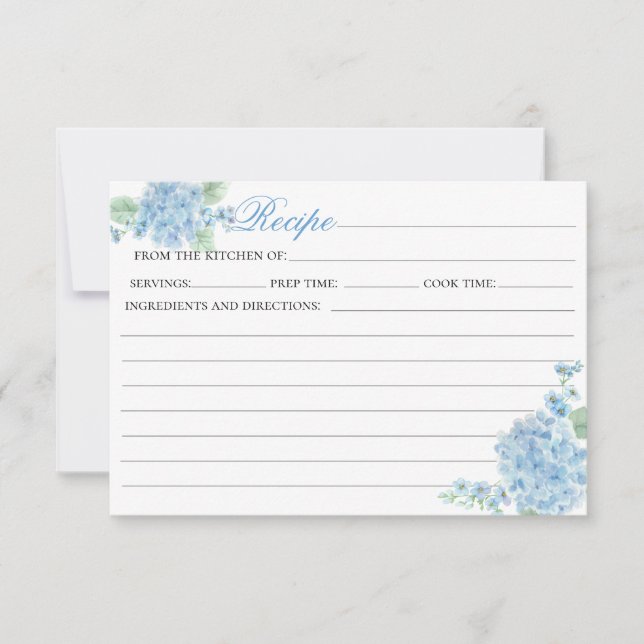 Carte vintage Blue Hydrangea Flower Garden Recette (Devant)