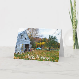 Carte Vintage Blue Truck et la grange Anniversaire