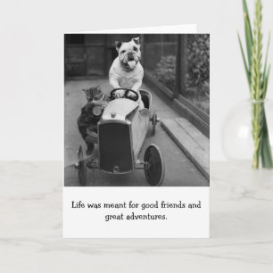 Carte Vintage - Bons amis et grandes aventures,