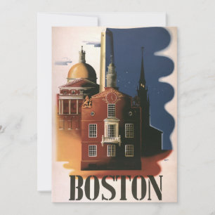 Carte Vintage Boston, Massachusetts Paul Revere's Ride