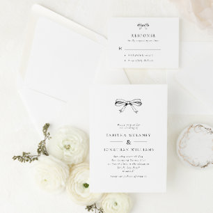 Carte vintage Bow Classic Black Wedding RSVP