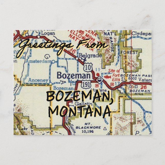 Carte Vintage Bozeman MT (Devant)