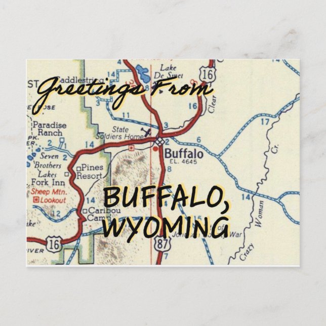 Carte Vintage Buffalo Wyoming (Devant)