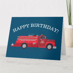 Carte Vintage camion feu rouge Joyeux anniversaire