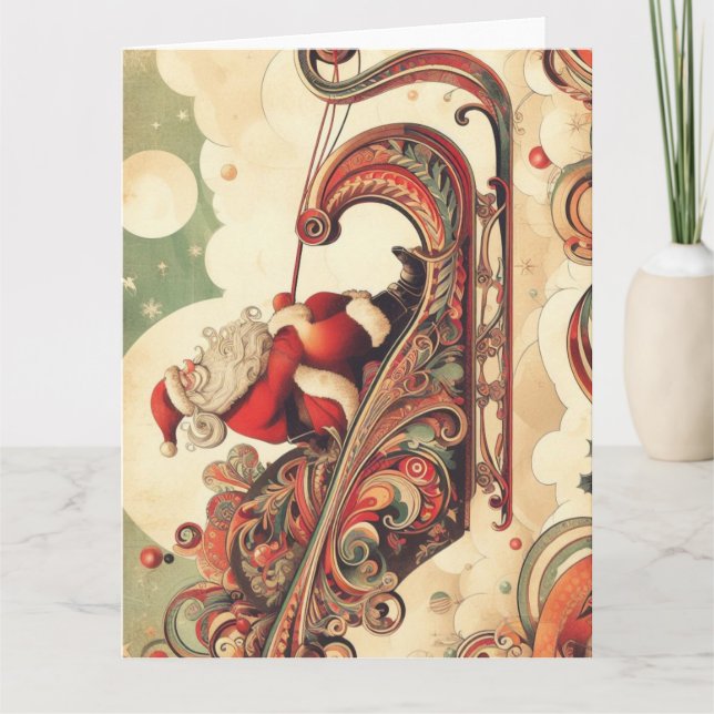 Carte vintage/caprical/père Noël/Noël (Devant)