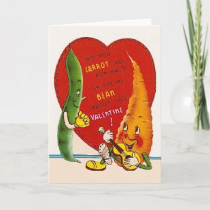 Carte vintage Carotte et Bean Valentine's Day