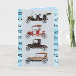 CARTE VINTAGE CARS MUSICAL HAPPY BANTHDAY