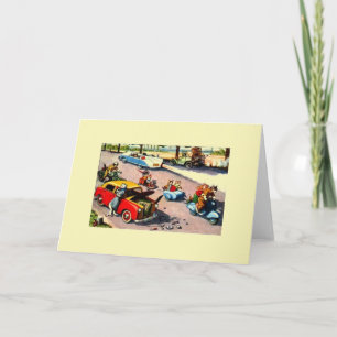 Carte Vintage Cat Flat Tire