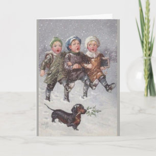 Carte Vintage - Chante une chanson de Noël,