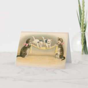 Carte Vintage - Chatons Jouant à la corde de saut,