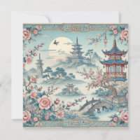Carte vintage chinoise Carrelage bleu