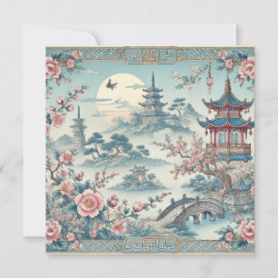 Carte vintage chinoise Carrelage bleu