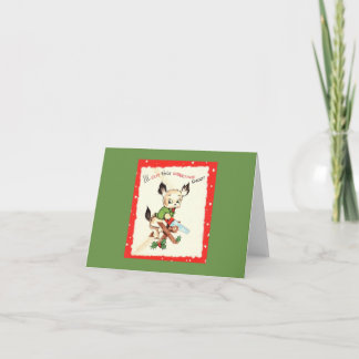 Carte Vintage Christmas Sawing Dog Card
